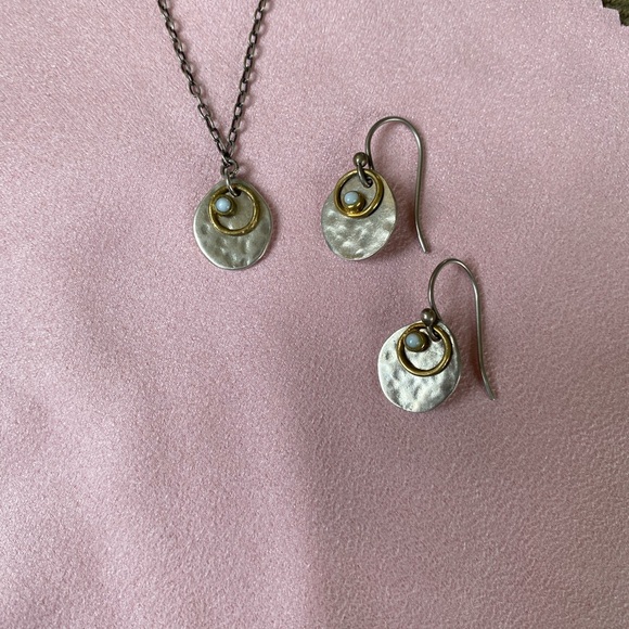 Silpada Silver and Bronze Pendant Necklace and Earring Set W1670 N1671 - Picture 2 of 6